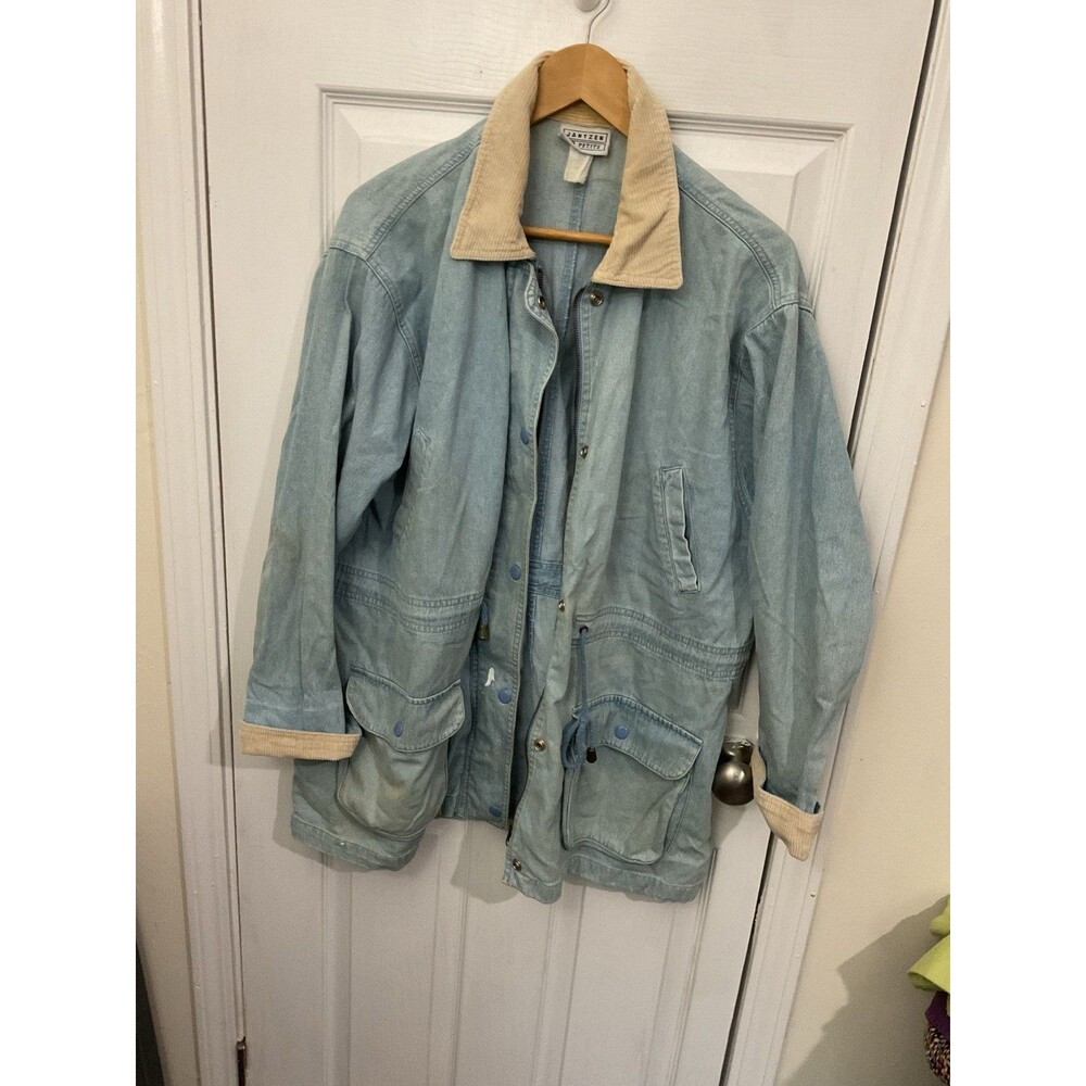 Vintage Jantzen Denim Chore Coat Barn Jacket Faded Denim Blue Unisex Size XL